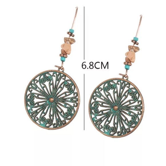 🔹️Ethnic Panterened Green Earrings - Picture 5 of 5